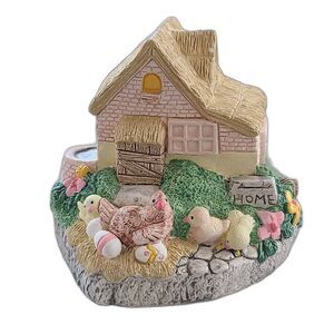 Vintage Summit Collection Ceramic Cottage Farmhouse Music Box Hen Chickens Eggs